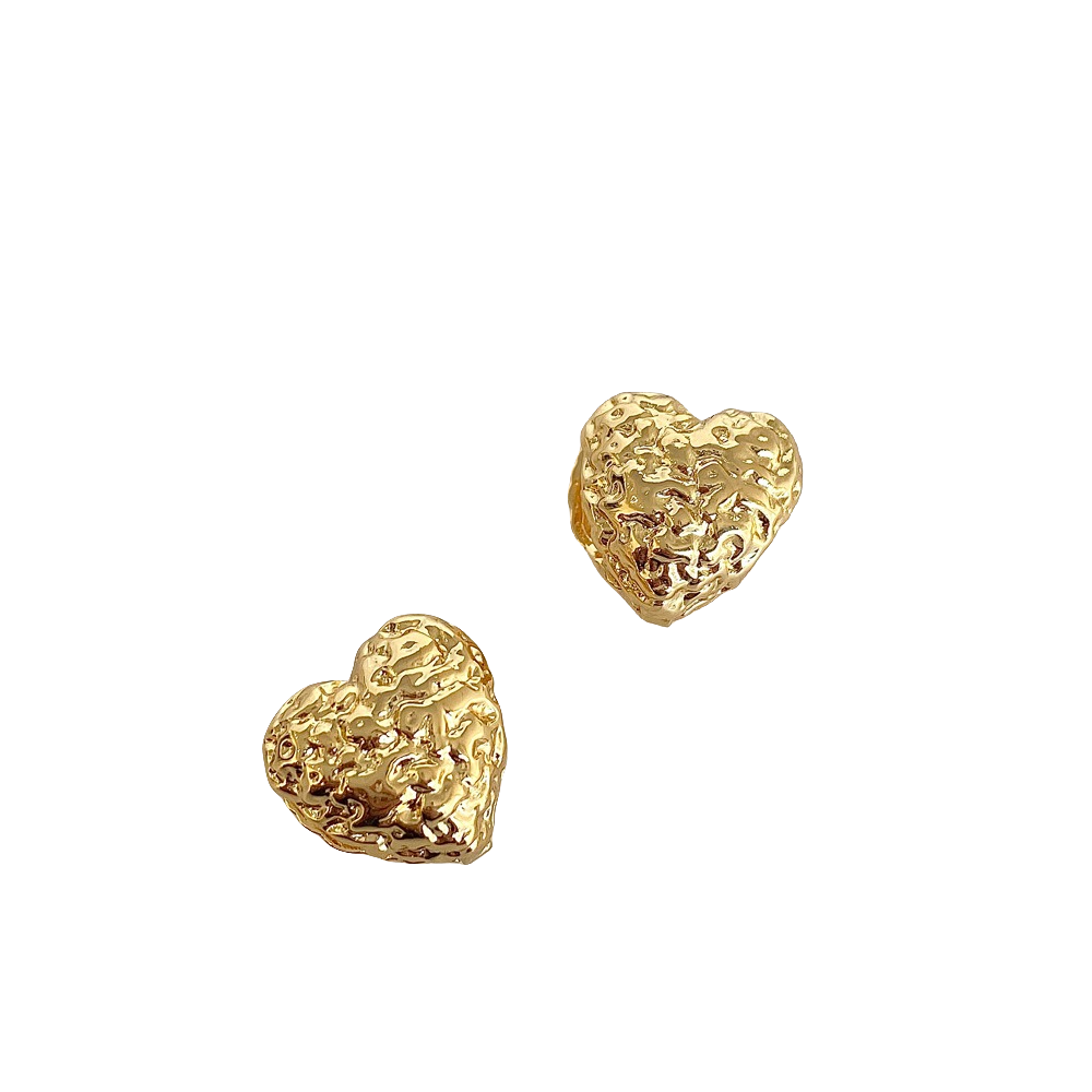 Hammered Heart Nugget Earrings Gold-plated Silver nugget earrings