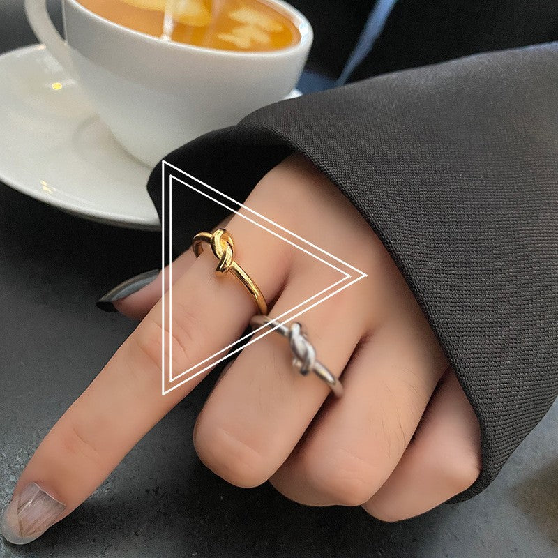 New gold knotted ring Korea wind opening adjustment niche design sense ring cross-border supply a generation. nugget earrings
