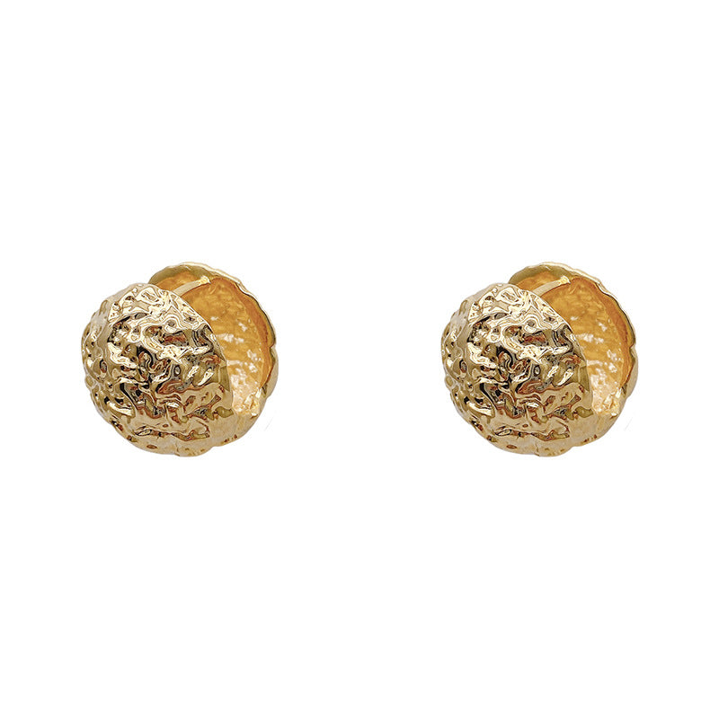 14k Gold-plated Textured Dome Stud Earrings nugget earrings