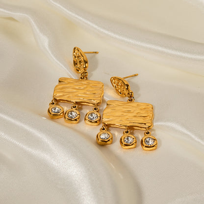 Zircon Tassel Pendant Diamond Nugget Earrings 18k Gold-plated nugget earrings
